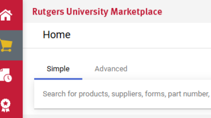 Screenshot of the RU Marketplace home screen