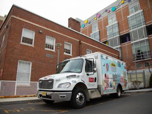 Ambulance outside the Child Health Institute in New Brunswick