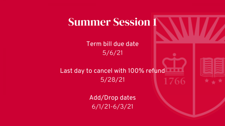 Summer Session 1 Key Dates